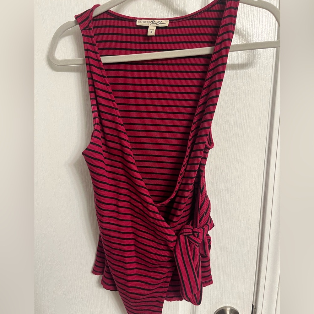 Express Red and Black Striped Tank Top